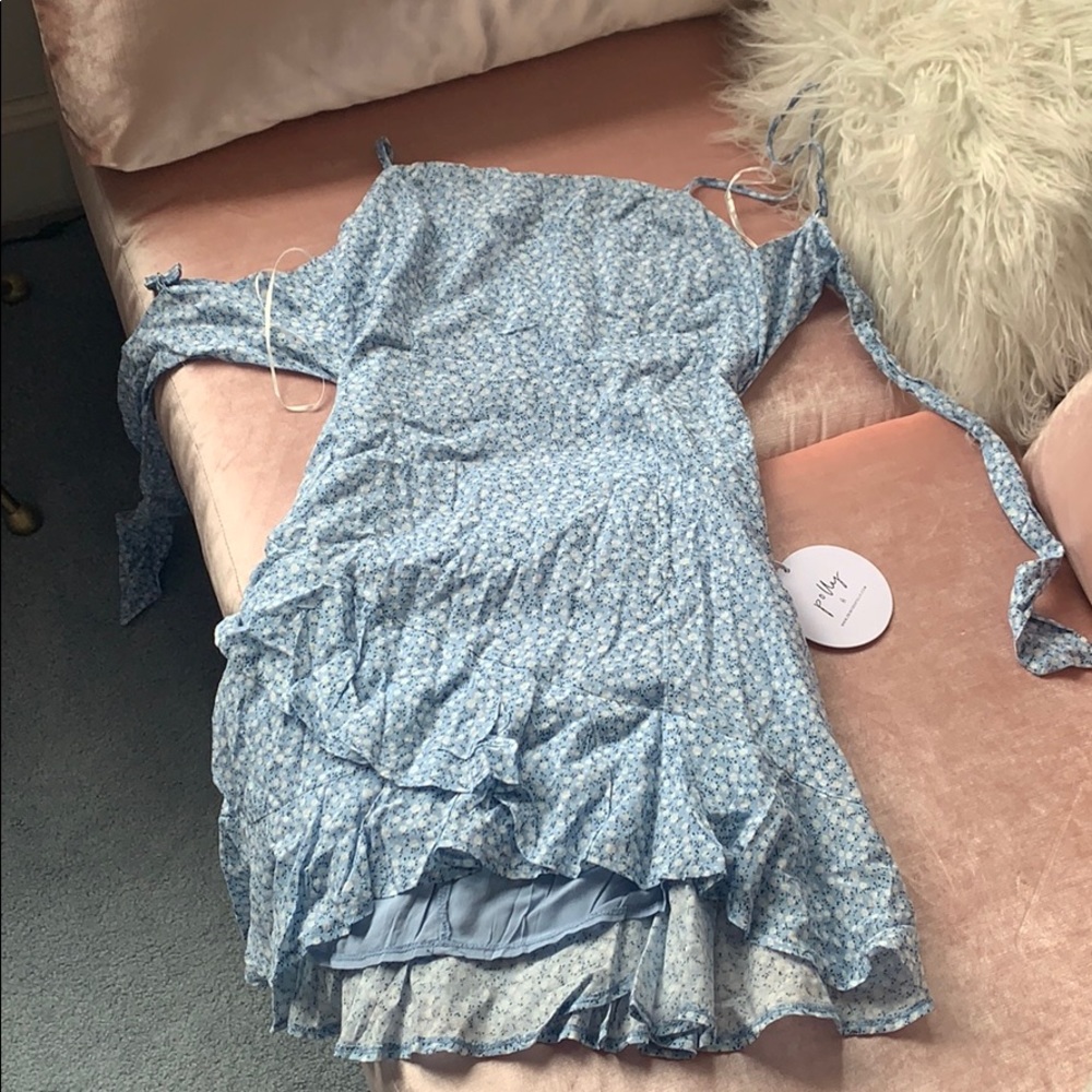 Blue Trendy Summer wrap dress